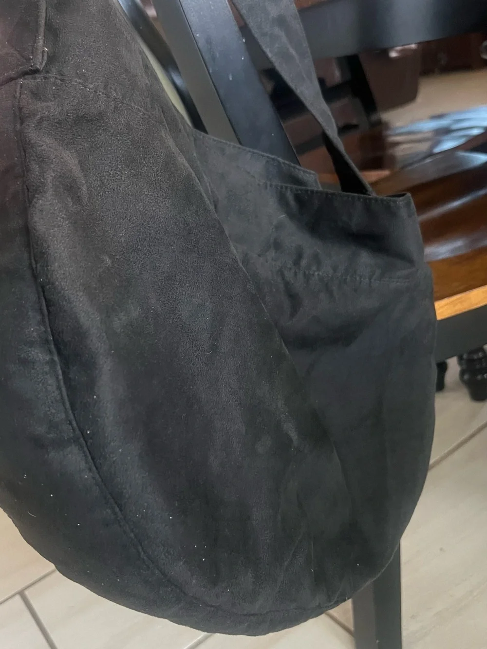 Top Paw Black Suede Shoulder Tote Bag
